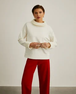 Camisola gola alta com malha tricotada