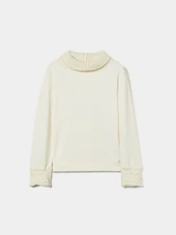 Camisola gola alta com malha tricotada