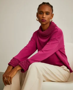 Camisola gola alta com malha tricotada