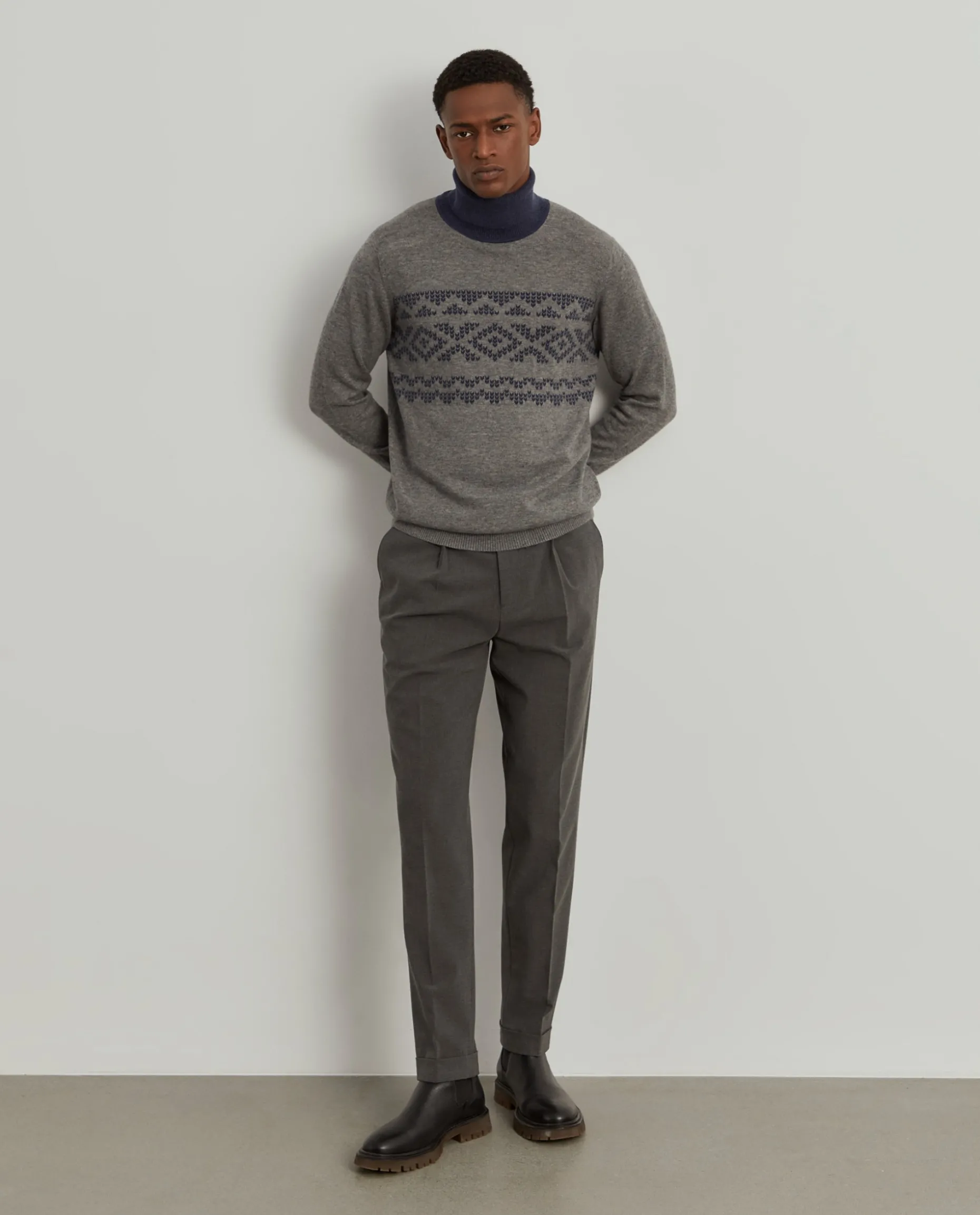 Camisola gola alta jacquard