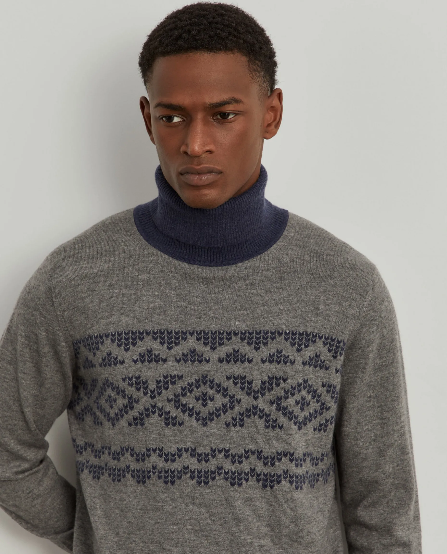 Camisola gola alta jacquard