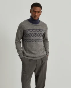 Camisola gola alta jacquard