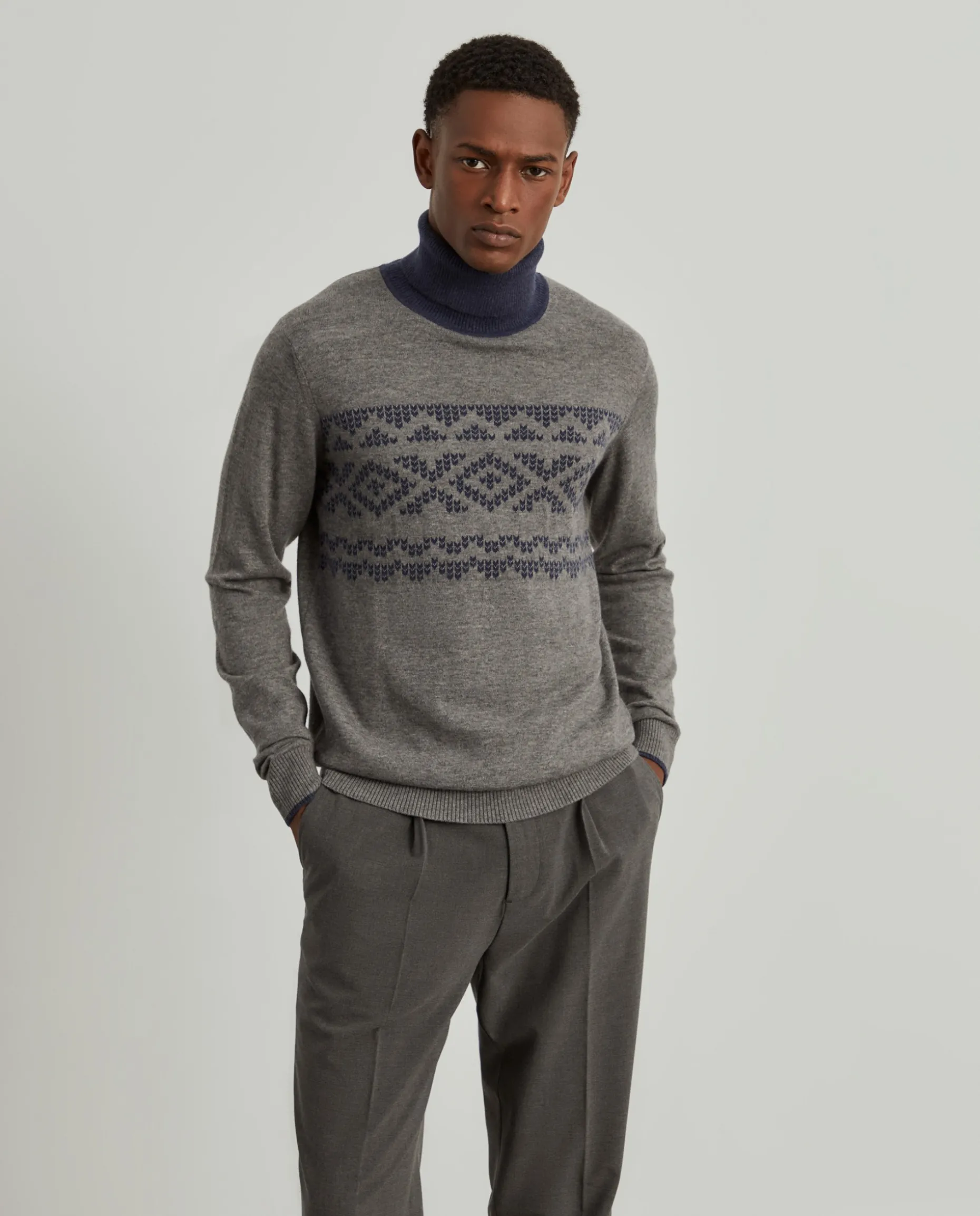 Camisola gola alta jacquard