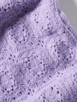 Camisola gola alta mangas croché