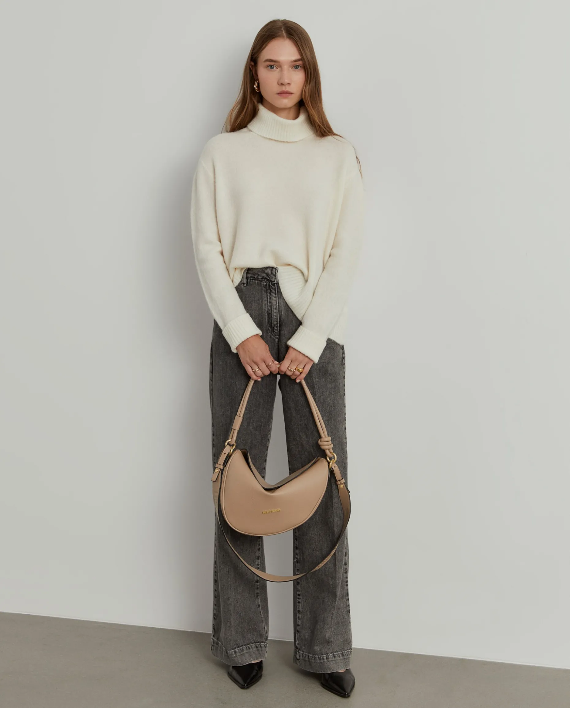 Camisola gola alta mistura de lã e alpaca