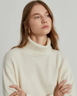 Camisola gola alta mistura de lã e alpaca