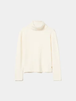 Camisola gola alta mistura de lã e alpaca