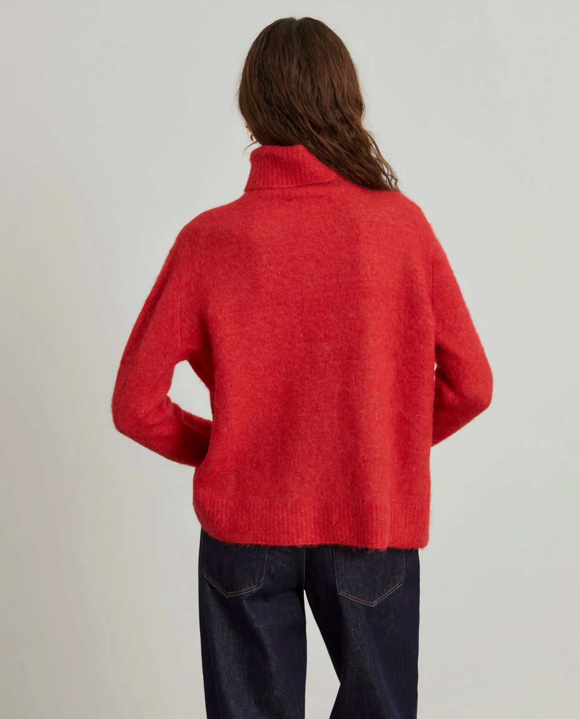 Camisola gola alta mistura de lã e alpaca