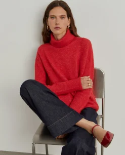 Camisola gola alta mistura de lã e alpaca