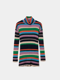 Camisola gola alta riscas multicolores