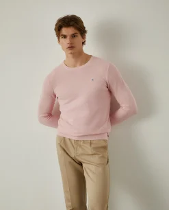 Camisola malha estruturada com gola redonda