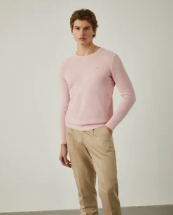 Camisola malha estruturada com gola redonda