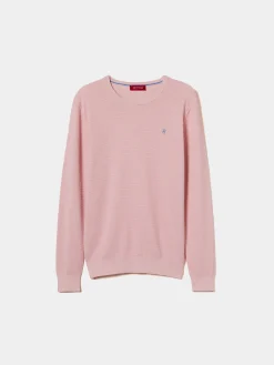 Camisola malha estruturada com gola redonda