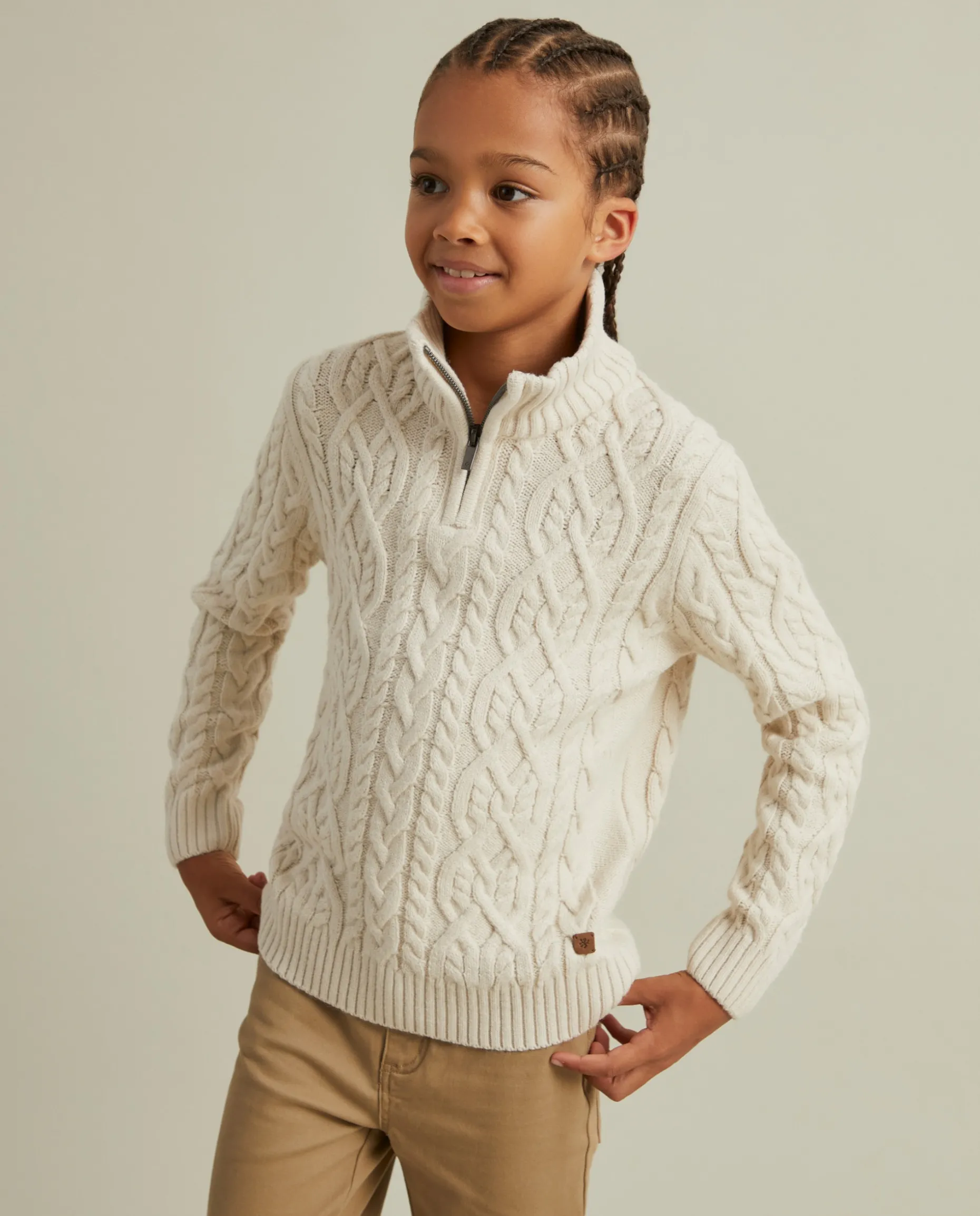 Camisola malha tricotada com fecho