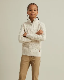 Camisola malha tricotada com fecho