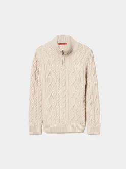 Camisola malha tricotada com fecho