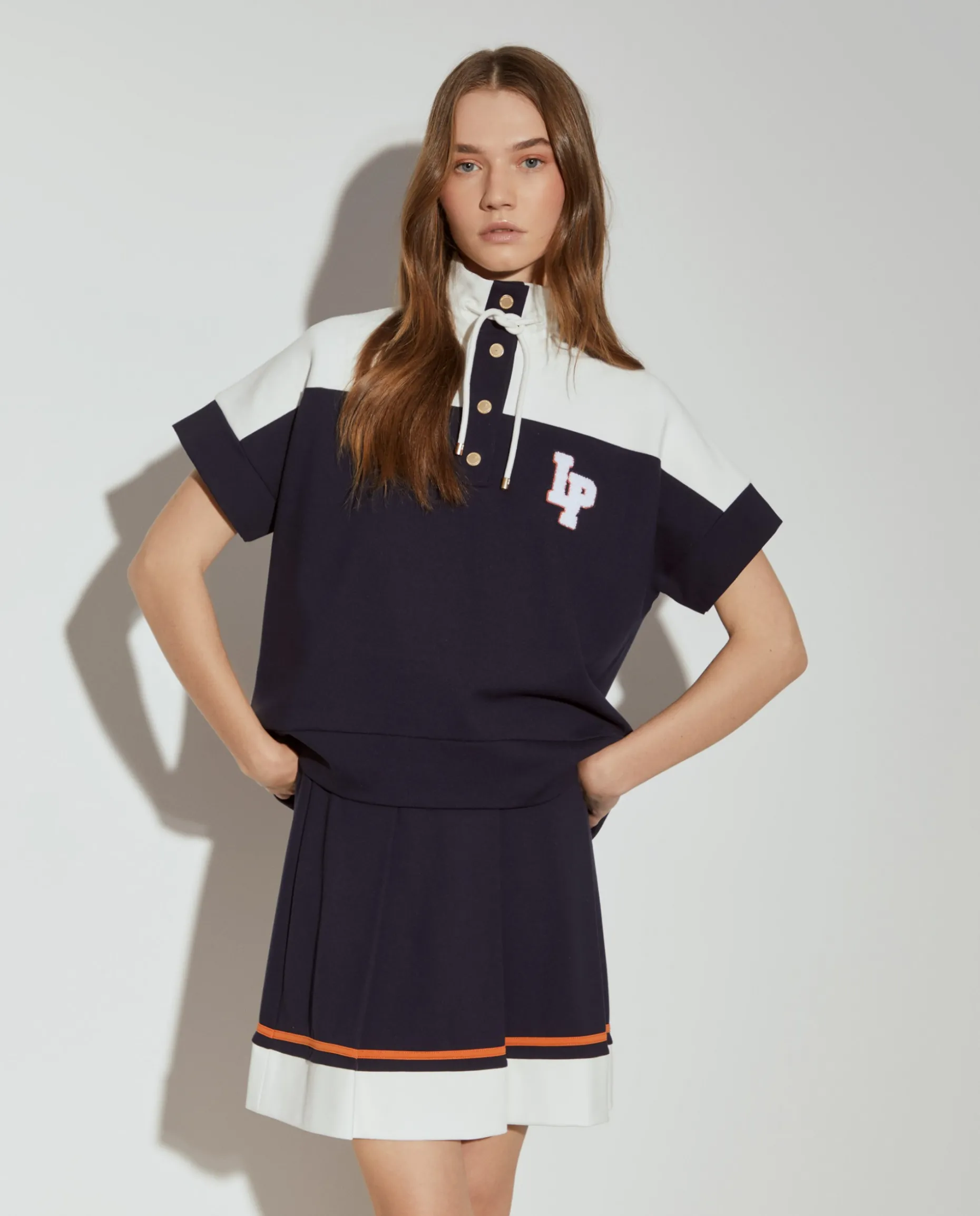 Camisola manga curta malha bicolor