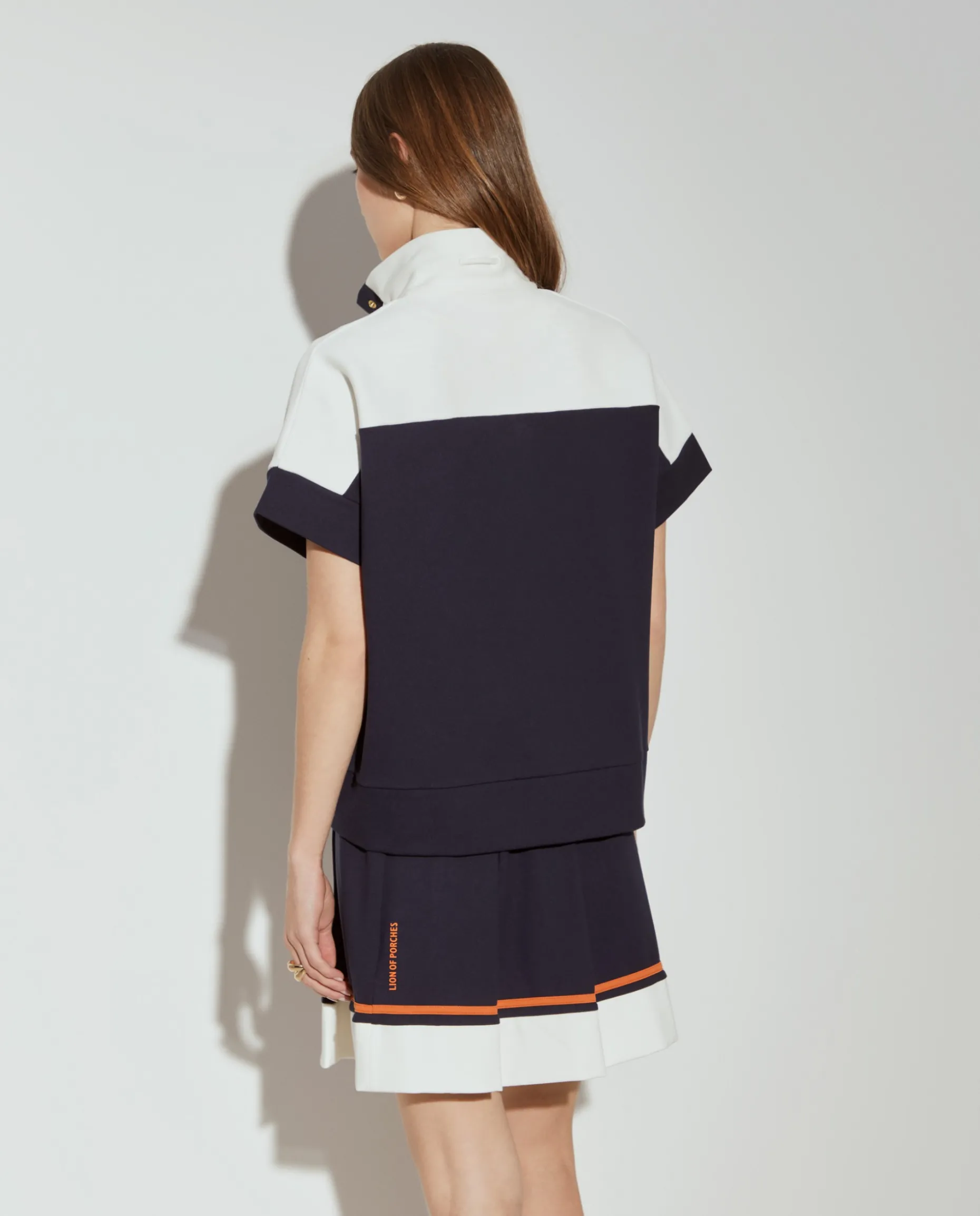 Camisola manga curta malha bicolor