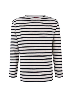 Camisola para homem bicolor com riscas e gola redonda