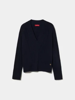 Camisola tricotada com lã e caxemira