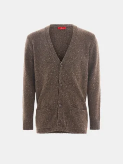 Cardigan bicolor mistura de lã