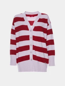 Cardigan riscas lã e caxemira