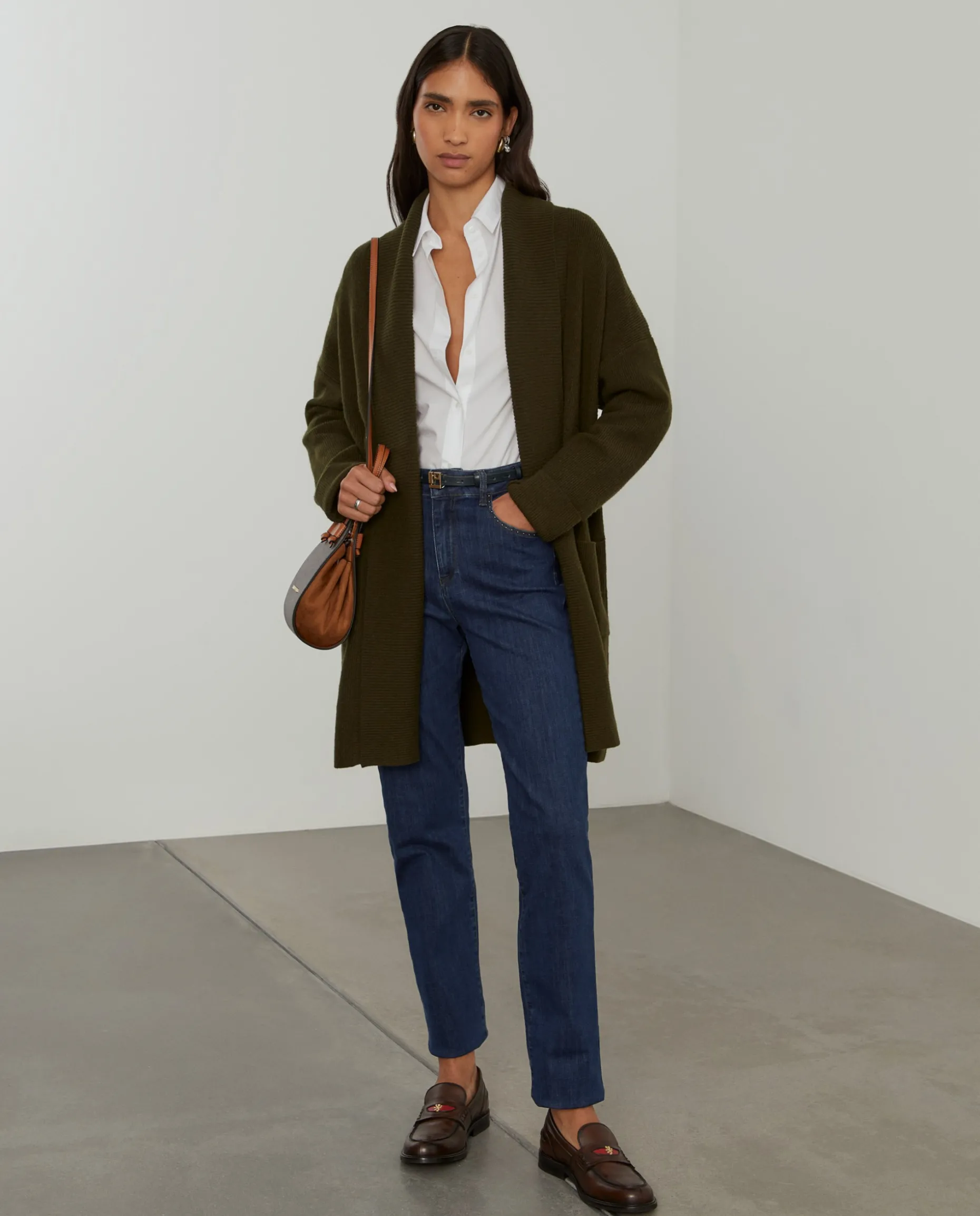 Casaco aberto malha tricotada