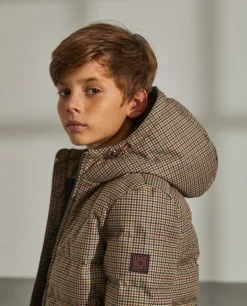 Casaco acolchoado em micro xadrez