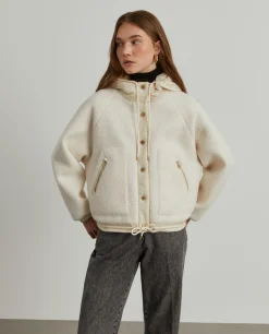 Casaco combinado com capuz mistura de lã