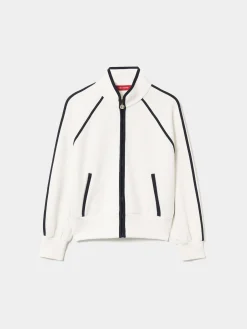 Casaco de malha bicolor