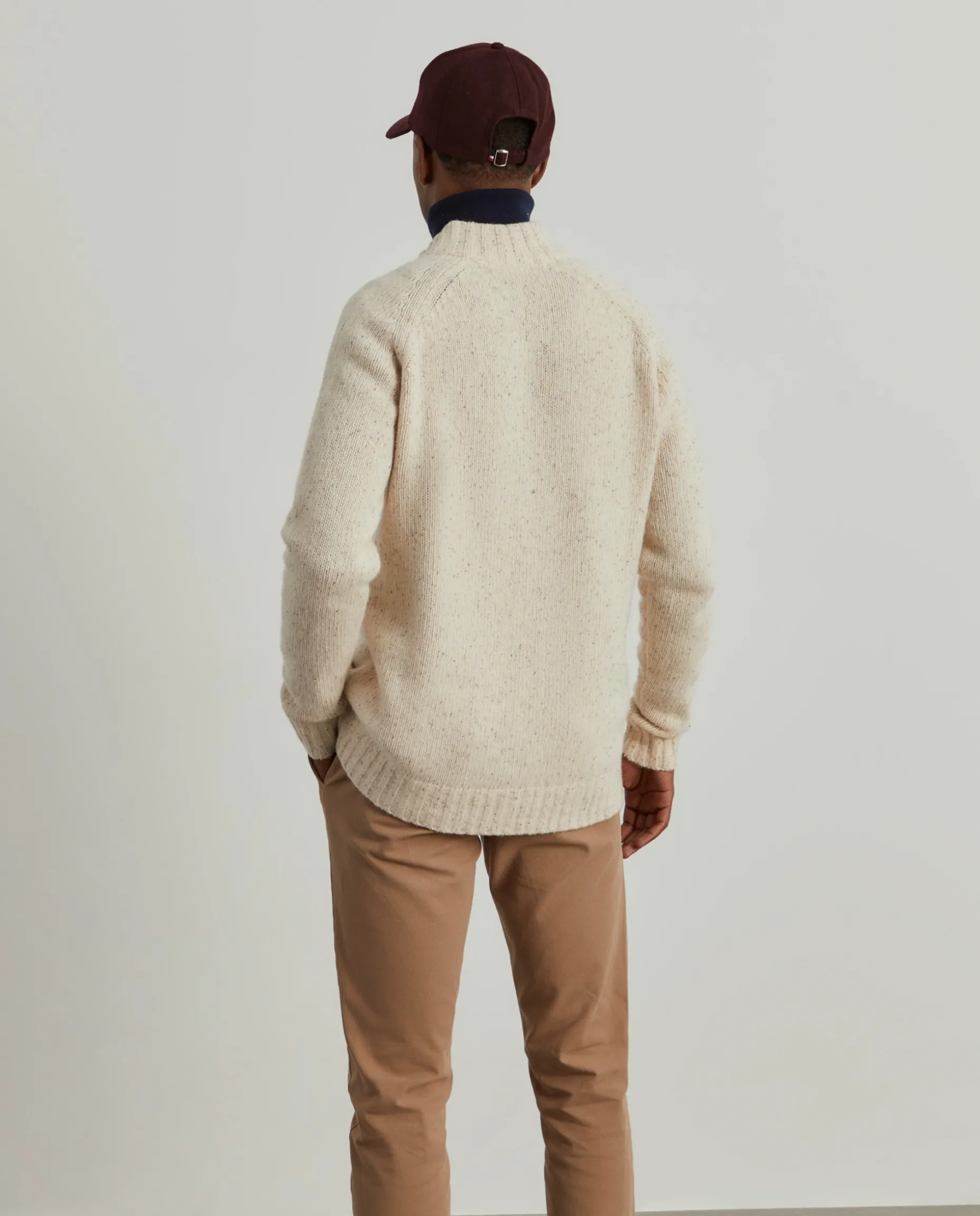 Casaco de malha bicolor em lã