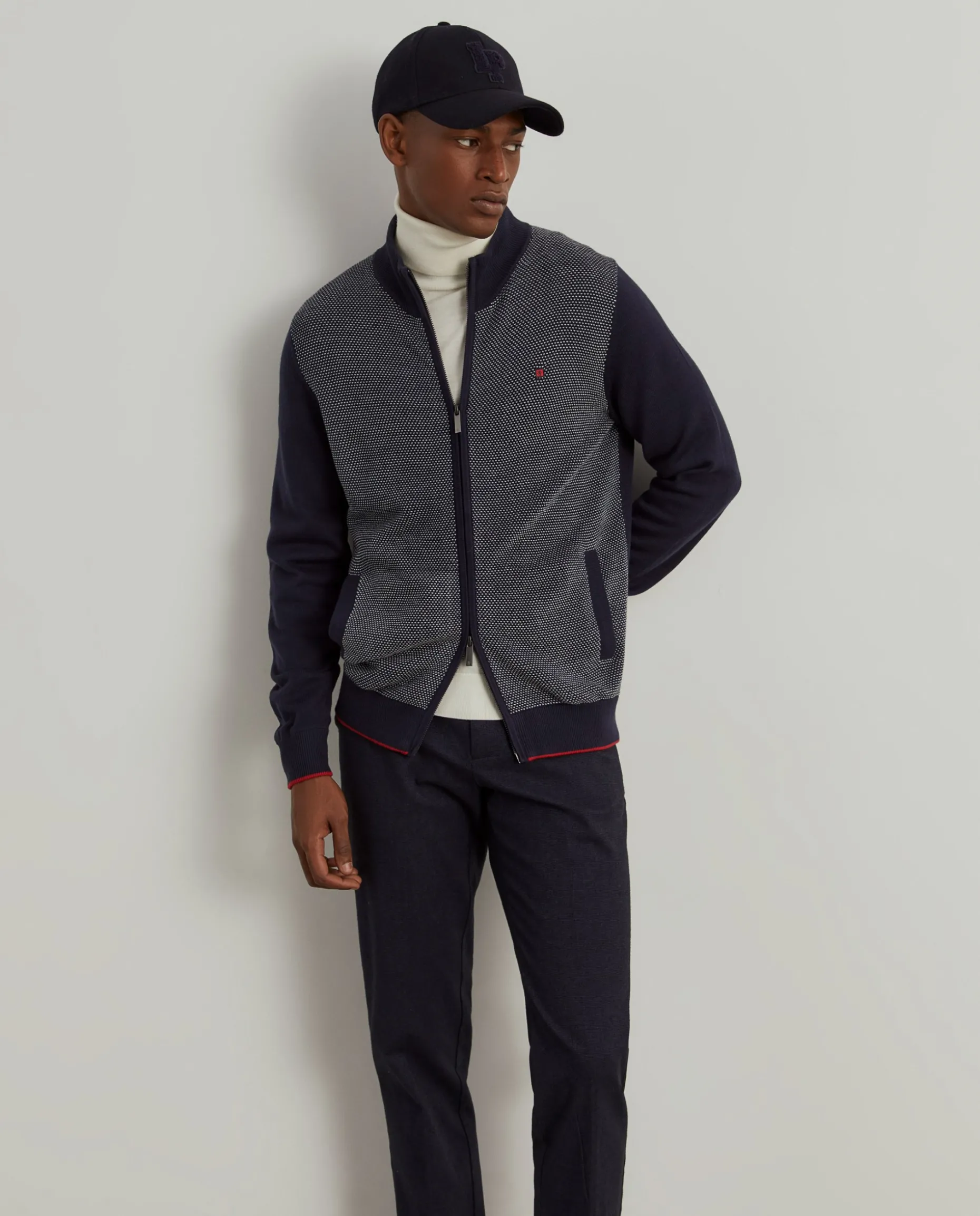 Casaco de malha bicolor lã merino