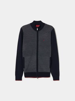 Casaco de malha bicolor lã merino