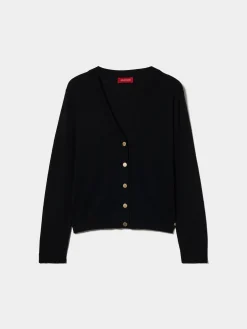 Casaco de malha básico com botões