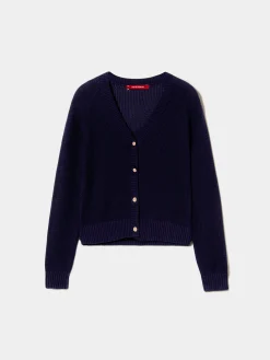 Casaco de malha com botões em contraste