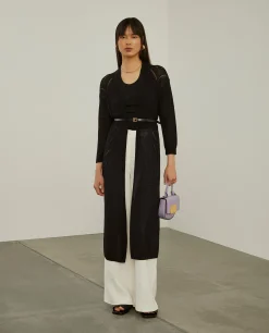 Casaco de malha com estrutura geométrica