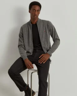 Casaco de malha com fecho em lã