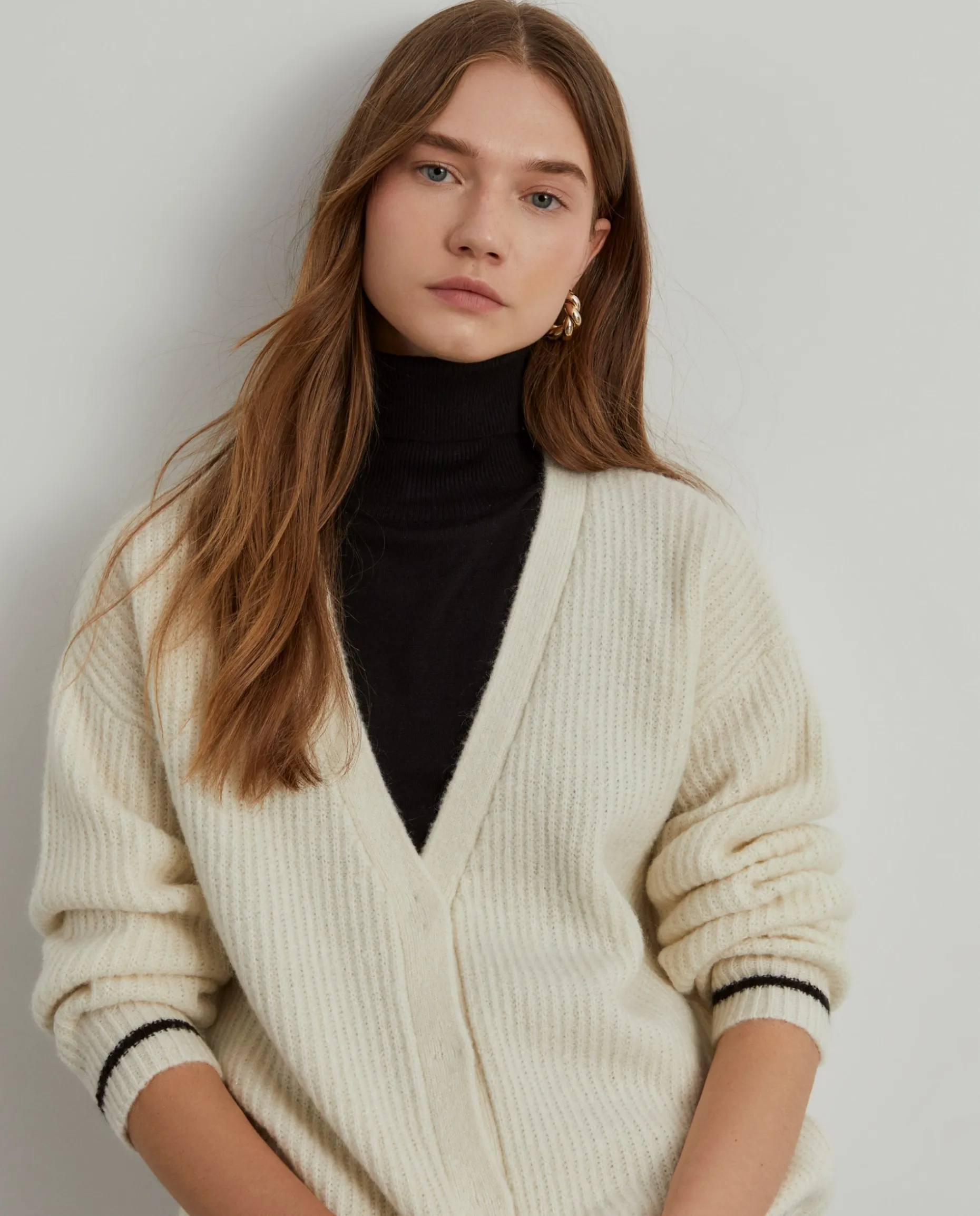 Casaco de malha com lã e mohair