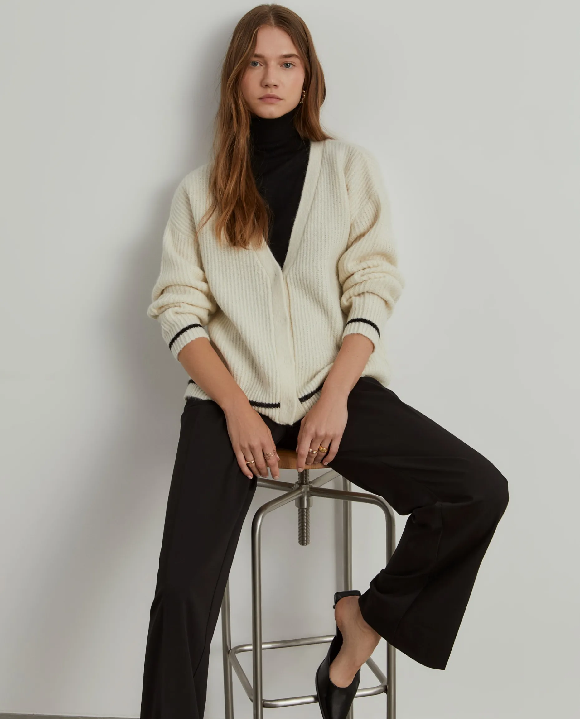 Casaco de malha com lã e mohair