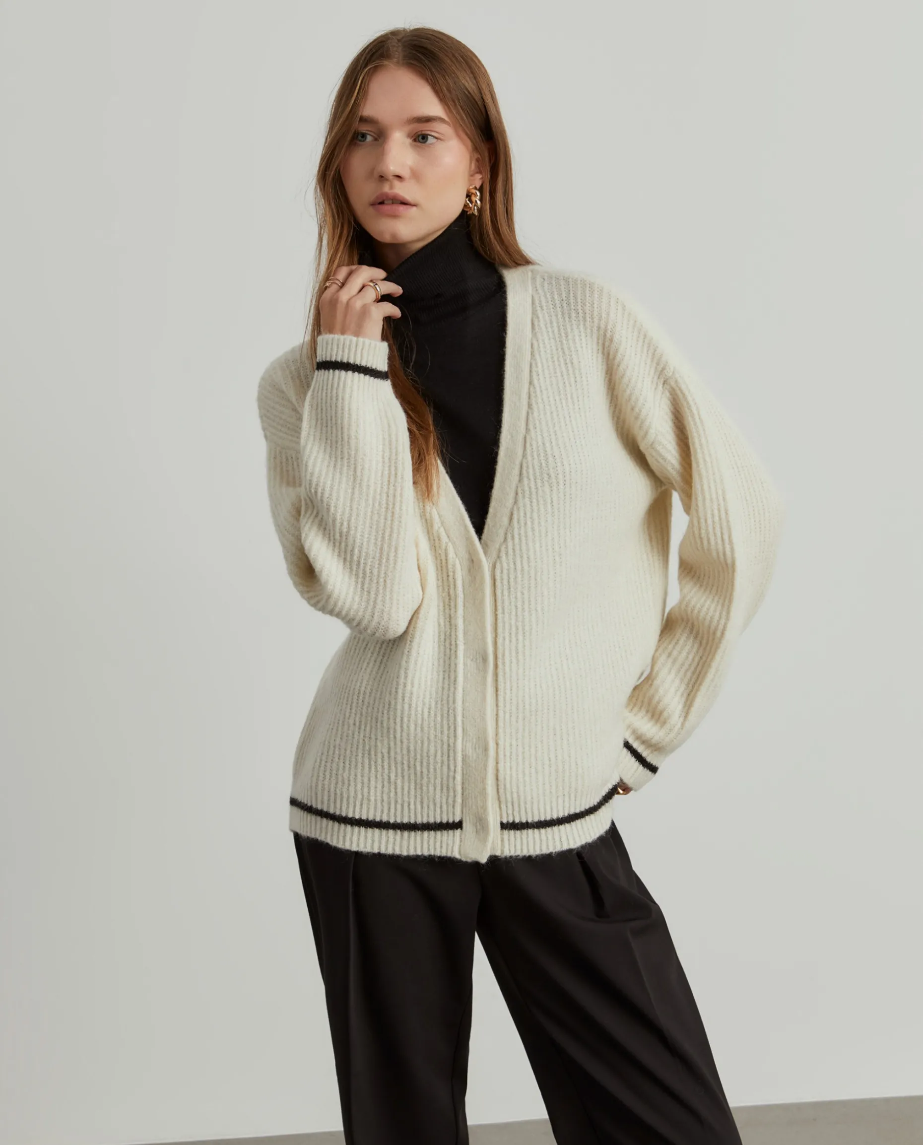 Casaco de malha com lã e mohair