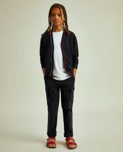 Casaco de malha com riscas em contraste