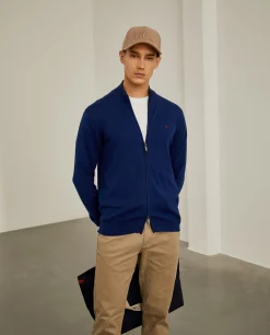 Casaco de malha em algodão e caxemira