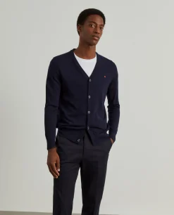 Casaco de malha em lã com botões