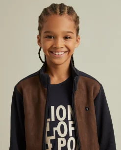 Casaco malha bicolor com frente em contraste