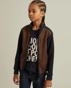 Casaco malha bicolor com frente em contraste