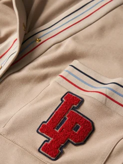 Casaco malha às riscas com bolsos