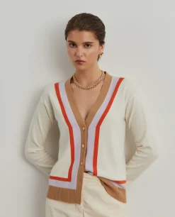 Casaco malha às riscas em lã