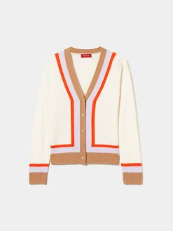 Casaco malha às riscas em lã