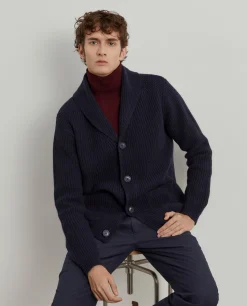 Casaco malha tricotada mistura de lã