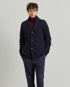 Casaco malha tricotada mistura de lã